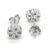 Sterling Silver Stud Earring, Flower Design, with White Cubic Zirconia, Polished, Rhodium Finish, 02.336.0034