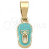 Oro Laminado Fancy Pendant, Gold Filled Style Shoes Design, Blue Enamel Finish, Golden Finish, 05.163.0058.3