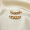 Oro Laminado Earcuff Earring, Gold Filled Style Heart Design, with White Cubic Zirconia, Polished, Golden Finish, 02.210.0700