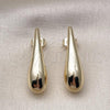 Oro Laminado Stud Earring, Gold Filled Style Teardrop and Hollow Design, Polished, Golden Finish, 02.163.0357