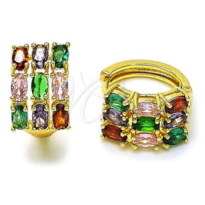 Gold Filled Hoop Earrings — Huggie Hoop with Multicolor Cubic Zirconia Polished 02. — main product view — SKU 156624 | Oro Laminado aretes de aro — Huggie Hoop with Multicolor Cubic Zirconia pulido 02. — SKU 156624
