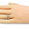 Oro Laminado Elegant Ring, Gold Filled Style Paperclip and Twist Design, Polished, Golden Finish, 01.60.0013