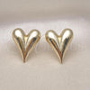Oro Laminado Stud Earring, Gold Filled Style Heart and Hollow Design, Polished, Golden Finish, 02.163.0334