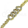 Oro Laminado Fancy Bracelet, Gold Filled Style with White Micro Pave, Polished, Golden Finish, 03.283.0092.07