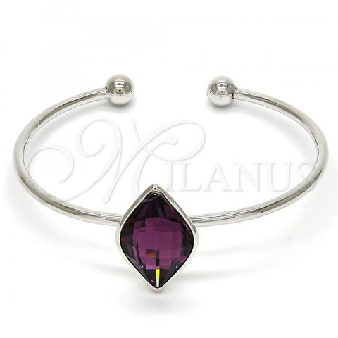 Rhodium Plated Individual Bangle, with Amethyst Swarovski Crystals, Polished, Rhodium Finish, 07.239.0006.4