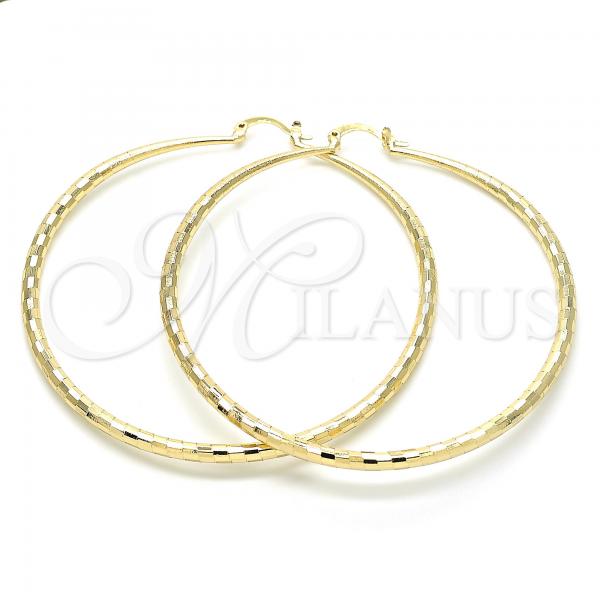 Oro Laminado Extra Large Hoop, Gold Filled Style Diamond Cutting Finish, Golden Finish, 02.213.0161.70