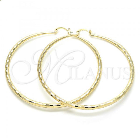 Oro Laminado Extra Large Hoop, Gold Filled Style Diamond Cutting Finish, Golden Finish, 02.213.0161.70