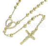 Oro Laminado Thin Rosary, Gold Filled Style Guadalupe and Crucifix Design, Polished, Golden Finish, 09.213.0031.24