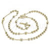 Oro Laminado Medium Rosary, Gold Filled Style San Lazaro and Crucifix Design, Polished, Golden Finish, 5.208.005.24