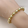 Oro Laminado Adjustable Bolo Bracelet, Gold Filled Style Ball and Box Design, Polished, Golden Finish, 03.417.0007.11