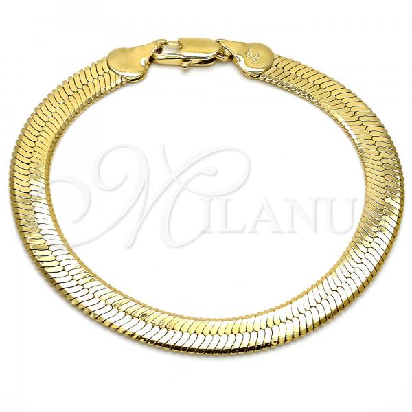 Oro Laminado Basic Bracelet, Gold Filled Style Herringbone Design, Polished, Golden Finish, 5.221.004.1.09