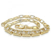 Oro Laminado Fancy Bracelet, Gold Filled Style with White Cubic Zirconia, Polished, Golden Finish, 03.63.1995.08
