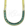 Oro Laminado Fancy Necklace, Gold Filled Style with Aqua Blue Cubic Zirconia, Polished, Golden Finish, 04.341.0097.2.16