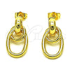 Oro Laminado Stud Earring, Gold Filled Style Chunky Design, Polished, Golden Finish, 02.385.0009