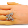 Oro Laminado Multi Stone Ring, Gold Filled Style Butterfly Design, with White Cubic Zirconia, Polished, Golden Finish, 01.283.0030.08