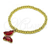 Oro Laminado Fancy Bracelet, Gold Filled Style Expandable Bead and Butterfly Design, with Light Siam Crystal and White Micro Pave, Polished, Golden Finish, 03.341.0112.3.07