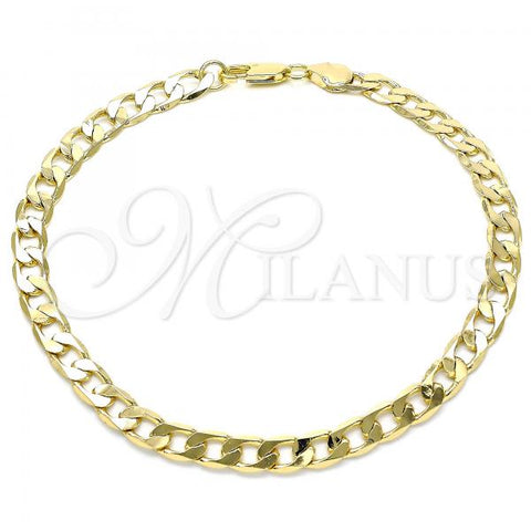 Oro Laminado Basic Anklet, Gold Filled Style Curb Design, Polished, Golden Finish, 5.222.001.12