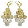 Oro Laminado Chandelier Earring, Gold Filled Style Ball Design, Polished, Two Tone, 080.006