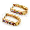Oro Laminado Huggie Hoop, Gold Filled Style with Multicolor and White Cubic Zirconia, Polished, Golden Finish, 02.267.0010.15