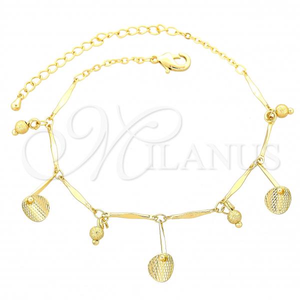 Oro Laminado Charm Bracelet, Gold Filled Style Ball Design, Polished, Golden Finish, 03.105.0030.10