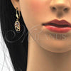 Oro Laminado Earring and Pendant Adult Set, Gold Filled Style Leaf Design, with White Cubic Zirconia, Polished, Golden Finish, 10.287.0009