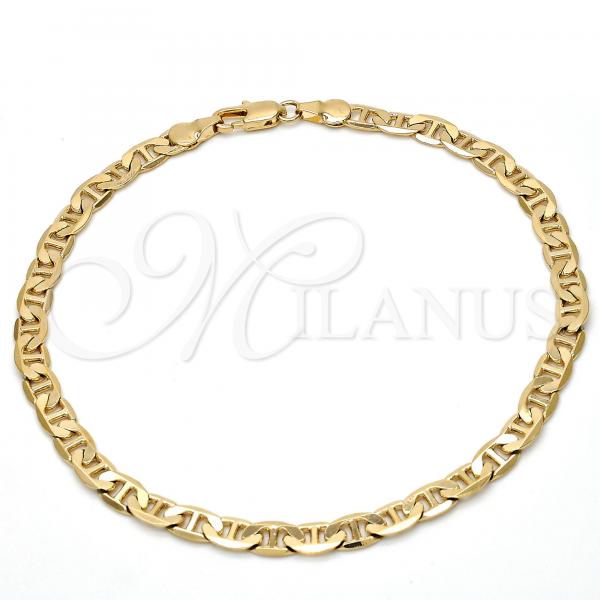 Oro Laminado Basic Anklet, Gold Filled Style Mariner Design, Polished, Golden Finish, 5.222.024.10