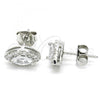 Sterling Silver Stud Earring, with White Cubic Zirconia, Polished, Rhodium Finish, 02.286.0022