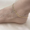 Oro Laminado Basic Anklet, Gold Filled Style Mariner Design, Diamond Cutting Finish, Golden Finish, 04.63.1419.10