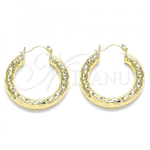 Oro Laminado Medium Hoop, Gold Filled Style Diamond Cutting Finish, Golden Finish, 02.213.0226.30