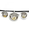 Oro Laminado Necklace and Earring, Gold Filled Style Spiral and Leaf Design, with White Crystal, Polished, Two Tone, 06.59.0110