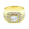 Oro Laminado Mens Ring, Gold Filled Style with White Cubic Zirconia, Polished, Golden Finish, 01.192.0007.09 (Size 9)