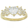 Oro Laminado Multi Stone Ring, Gold Filled Style Heart and Baguette Design, with White Cubic Zirconia, Polished, Golden Finish, 5.172.032.08 (Size 8)