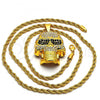 Gold Tone Pendant Necklace, Rope and Skull Design, with White and Black Crystal, Polished, Golden Finish, 04.242.0014.30GT