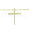 Sterling Silver Pendant Necklace, Cross Design, with White Cubic Zirconia, Polished, Golden Finish, 04.336.0081.2.16
