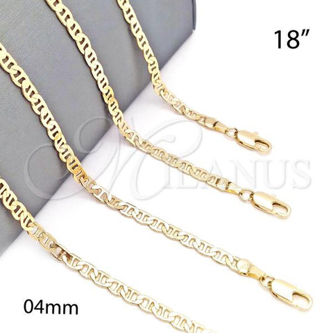 Oro Laminado Basic Necklace, Gold Filled Style Mariner Design, Polished, Golden Finish, 5.222.025.18