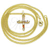Oro Laminado Pendant Necklace, Gold Filled Style Cross Design, with Multicolor Cubic Zirconia, Polished, Golden Finish, 04.284.0009.3.20