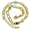 Oro Laminado Fancy Anklet, Gold Filled Style Mariner and Hand Design, Polished, Golden Finish, 03.63.2274.10