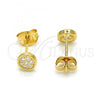 Sterling Silver Stud Earring, with White Cubic Zirconia, Polished, Golden Finish, 02.285.0045