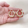 Oro Laminado Medium Hoop, Gold Filled Style Hollow Design, Diamond Cutting Finish, Golden Finish, 02.163.0317.30