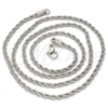 Rhodium Plated Basic Necklace, Rope Design, Polished, Rhodium Finish, 5.222.035.1.24