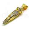 Oro Laminado Fancy Pendant, Gold Filled Style with White Micro Pave, Polished, Golden Finish, 05.342.0121