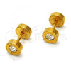 Stainless Steel Stud Earring, with White Crystal, Polished, Golden Finish, 02.271.0003