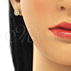 Sterling Silver Stud Earring, Flower Design, with White Cubic Zirconia, Polished, Golden Finish, 02.369.0023.2