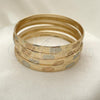 Gold Plated Dozen Bangle, Diamond Cutting Finish, Tricolor, 5.264.002.04 (06 MM Thickness, Size 4 - 2.25 Diameter)