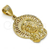 Oro Laminado Religious Pendant, Gold Filled Style Jesus Design, Diamond Cutting Finish, Golden Finish, 5.186.004