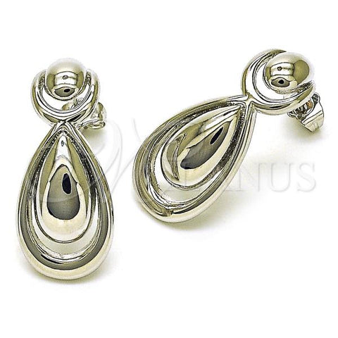 Rhodium Plated Stud Earring, Teardrop Design, Polished, Rhodium Finish, 02.418.0004.1