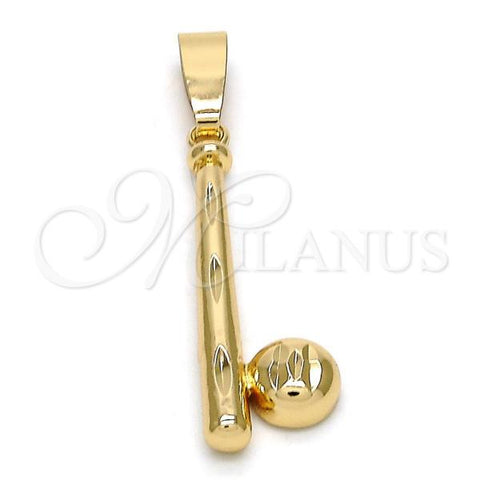 Oro Laminado Fancy Pendant, Gold Filled Style Ball Design, Diamond Cutting Finish, Golden Finish, 5.183.021