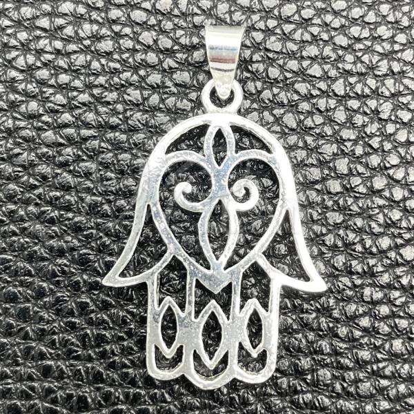 Sterling Silver Religious Pendant, Hand of God Design, Polished, Silver Finish, 05.392.0052
