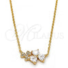 Oro Laminado Pendant Necklace, Gold Filled Style Heart Design, with White Cubic Zirconia, Polished, Golden Finish, 04.213.0034.16