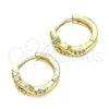 Oro Laminado Huggie Hoop, Gold Filled Style Infinite Design, with White Micro Pave, Polished, Golden Finish, 02.210.0571.12